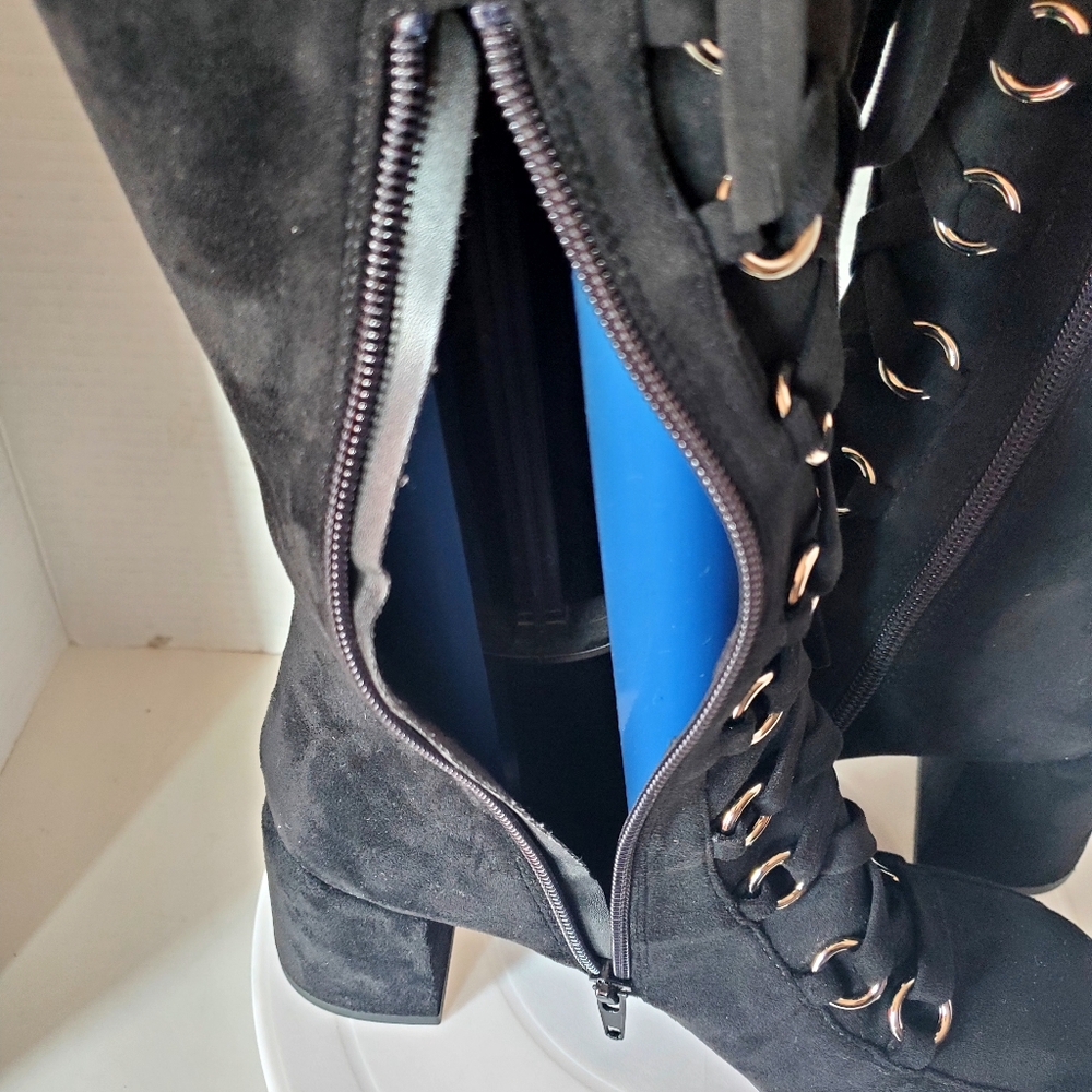 Jeffery Campbell Women's Aluma Black Microsuede Knee High Boots Size 6 - Picture 7 of 12